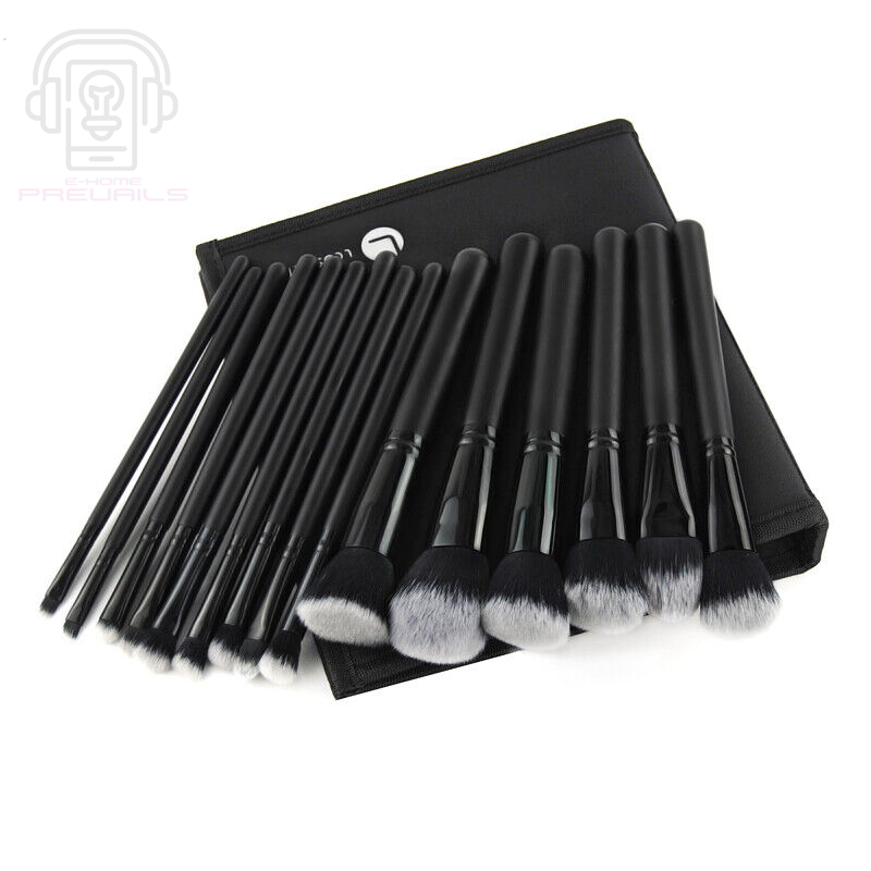 Professional Rewrite: "15-Piece Black Makeup Brush Set for Women with Bag - Includes Foundation, Eyeliner, and Eyeshadow Brushes"