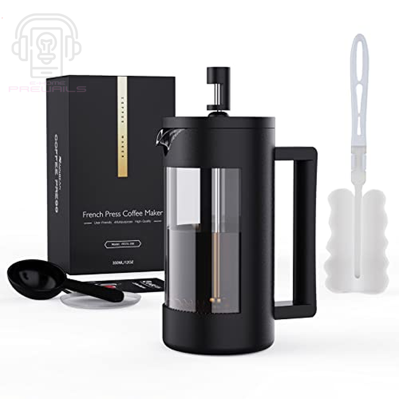 Professional title: "Medium French Press Coffee Maker for Camping, BPA-Free Glass & Plastic, Rust-Free, Dishwasher Safe - 12 Oz & 21 Oz"